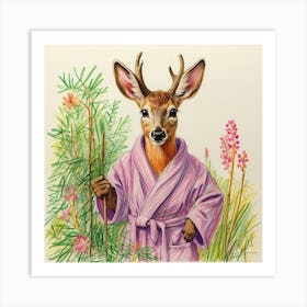 Deer In Bathrobe 9 Art Print