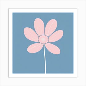 A White And Pink Flower In Minimalist Style Square Composition 507 Art Print