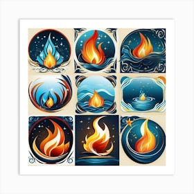 Fire In The Sea Art Print