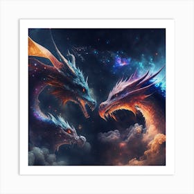 Dragons In The Sky 4 Art Print