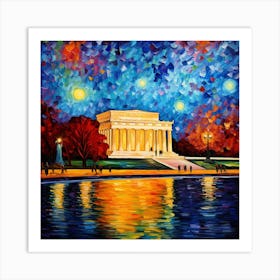 Lincoln Memorial At Night Art Print