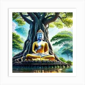 Buddha Sitting Under A Treehhj Art Print