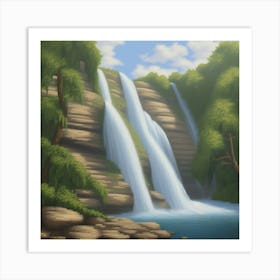 Natures Majesty A Hyperrealistic Close Up Of A Cascading Waterfall Capturing The Power 2 Art Print