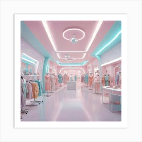 Pink And Blue Clothing Store Art Print