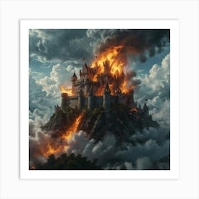 Castle On Fire 1 Art Print