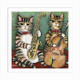 Naptime Jazz Cats Jam Session Print Art Jazz Up Cat Lovers Spaces With Our Naptime Jazz Cats Jam Session Print Art! Art Print