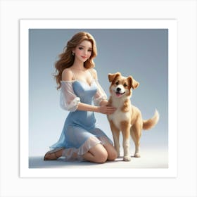 Girl With A Dog 8 Art Print