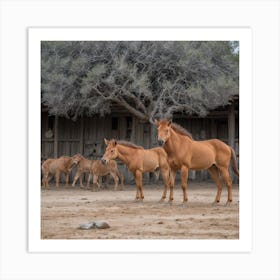 Family Of Horses Art Print