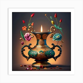 A vase of pure gold studded with precious stones 4 Art Print