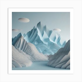 Firefly An Illustration Of A Beautiful Majestic Cinematic Tranquil Mountain Landscape In Neutral Col (53) Art Print