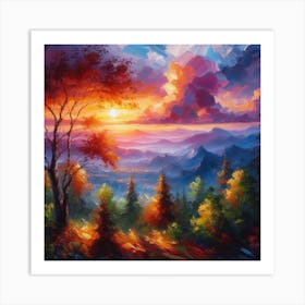 Sunset In The Mountains 4 Art Print