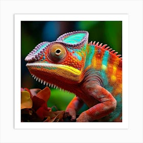 Firefly Vibrant Photorealistic Chameleon With Colorful Scales 93247 Art Print