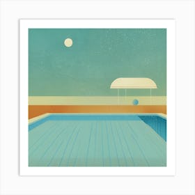 Pool At Night Art Print