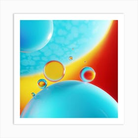 3d Liquid Colors Cascading Over Milk Droplets Hues Of Red Yellow Blue Orange Blending Seamlessly Art Print