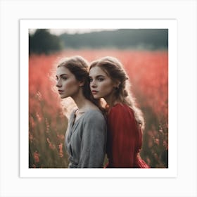 Two Girls In A Field Art Print