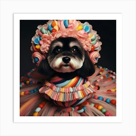 Cute Dog In A Beaded Dress Art Print