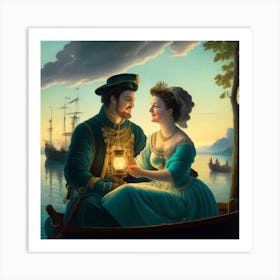 Couple In The Boat Art Print