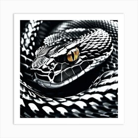 Black And White Snake 2 Art Print