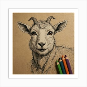 Goat Drawing 4 Art Print