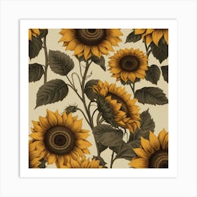 Default Default Retro Vintage Sunflower For Defferent Seasons 2 (2) Art Print