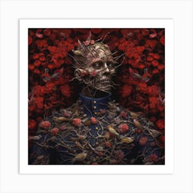 Skeleton And Roses Art Print