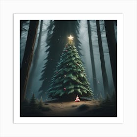 Christmas Tree In The Forest 1 Art Print