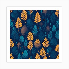 Autumn Leaves Seamless Pattern Art Print