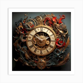 Clock Face With Elaborate Japanese Style Decoration Art Print