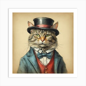 Top Hat Cat 4 Art Print