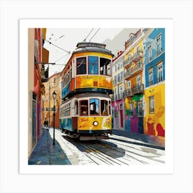 Lisbon Tram Painting 1 Art Print