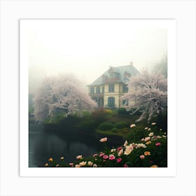 Cherry Blossoms In The Mist Art Print