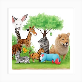 Zoo Animals Art Print