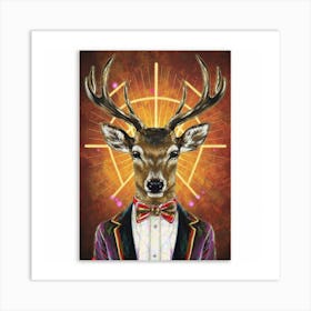 Dapper Deer Disco Fever print art and wall art Art Print