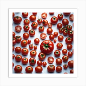 Red Tomatoes On White Background Art Print