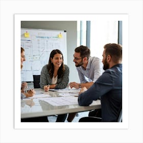 Business Strategy Meeting In Action With A Diverse Group Of Four Adults Two Women And Two Men Stra 2 1 Art Print