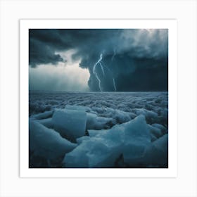 Lightning Over Ice Art Print