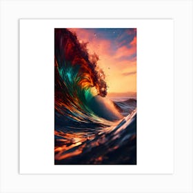 Ocean Wave At Sunset Art Print