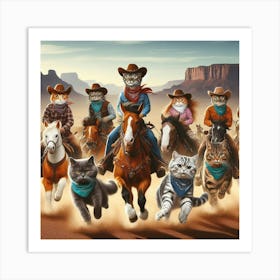 Cowboy Cats 1 Art Print