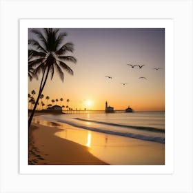 Sunset At The Beach 1 Art Print