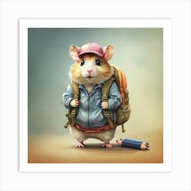Hamster With Backpack 2 Art Print