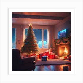 Christmas Tree In The Living Room 68 Art Print