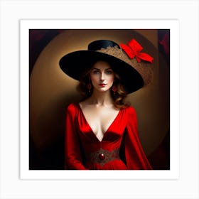 Woman In A Red Dress 6 Art Print