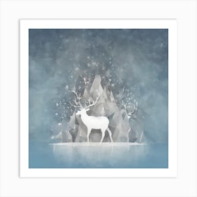 Rein Deer In The Snow, Rein deer, Christmas deer art, Christmas Tree, Christmas vector art, Vector Art, Christmas art, Christmas Art Print