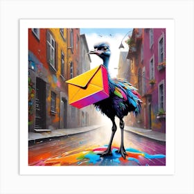 Ostrich Mail Art Print