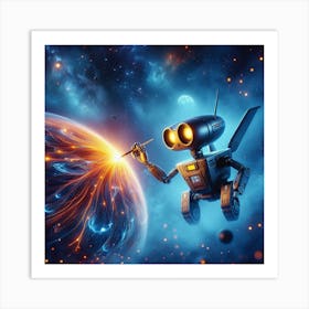 Robot In Space 1 Art Print