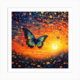 Butterfly At Sunset Art Print