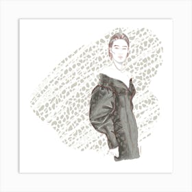 Woman In Black Dress fashion illustration Art Print