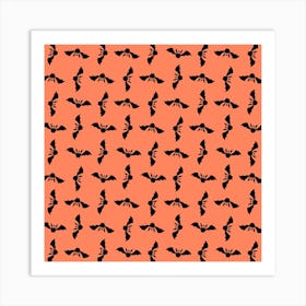 Bats On Orange Art Print