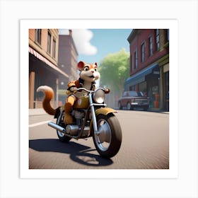 Chipmunk On A Motorcycle 3 Art Print