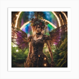 Steampunk Rainbow Winged Forrest Orb Light Show Art Print